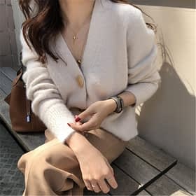RUGOD Solid Elegant Women Cardigans Casual V-Neck Cashmere Knitted Women Sweaters Coat Slim Autumn Winter Clothes Female 2019